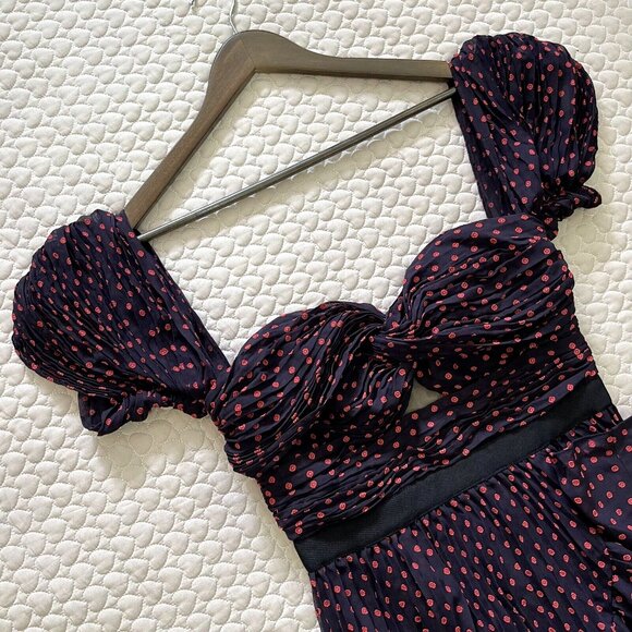 NWOT Self Portrait Plumetis Black & Red Polka Dot Mini Dress US 6 - Picture 4 of 16